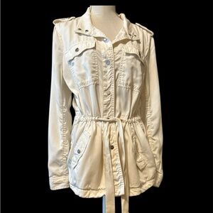 LOFT Cream Utility Jacket with Drawstring